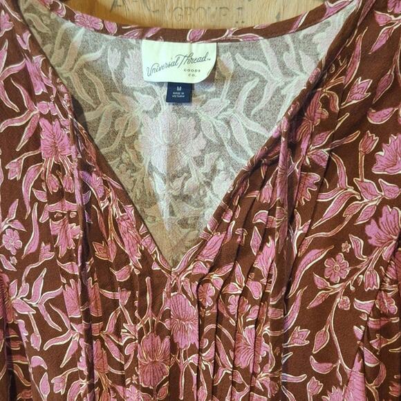 Universal Thread Tunic / Dress Women's Medium Cotton Floral Bohemian Lagenlook - Picture 4 of 11